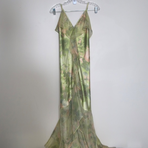 Misa Los Angeles Aina Dress Chartreuse Abstract L - Picture 10 of 16